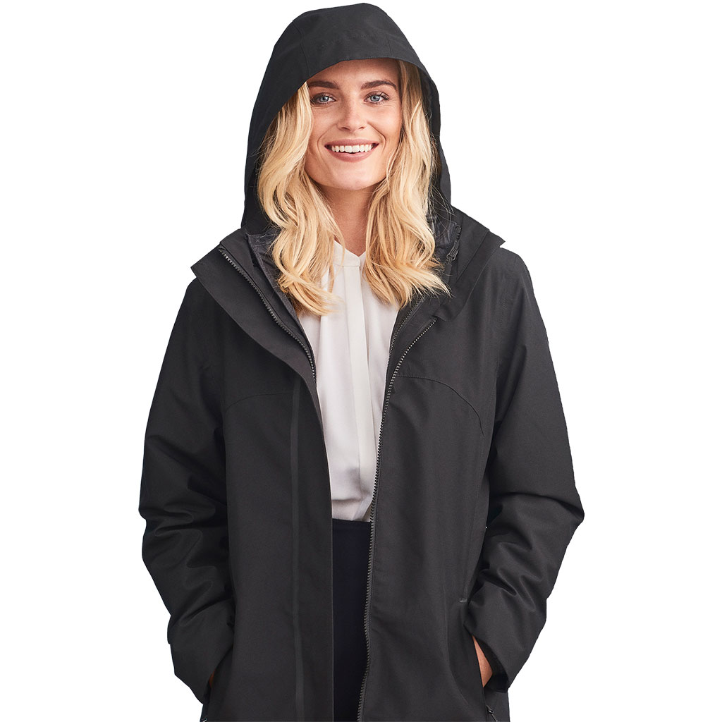 Womens black tech coat | Uniforms by Olino